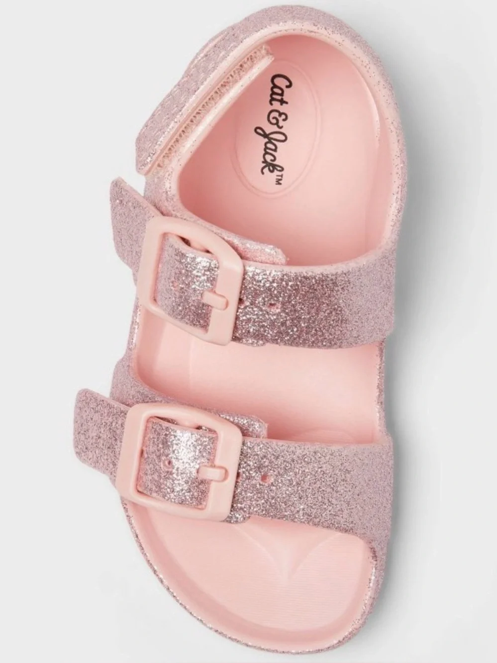Cat & Jack Pink Glitter Double-Buckle Sandals